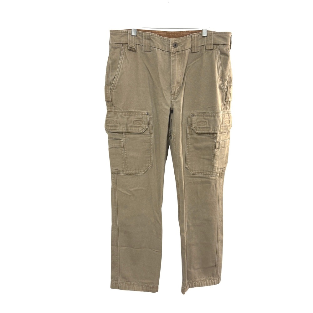 Duluth Trading Co Cargo Pants Mens 34x29 Tan Fire Hose Cotton Canvas Workwear - Picture 3 of 9